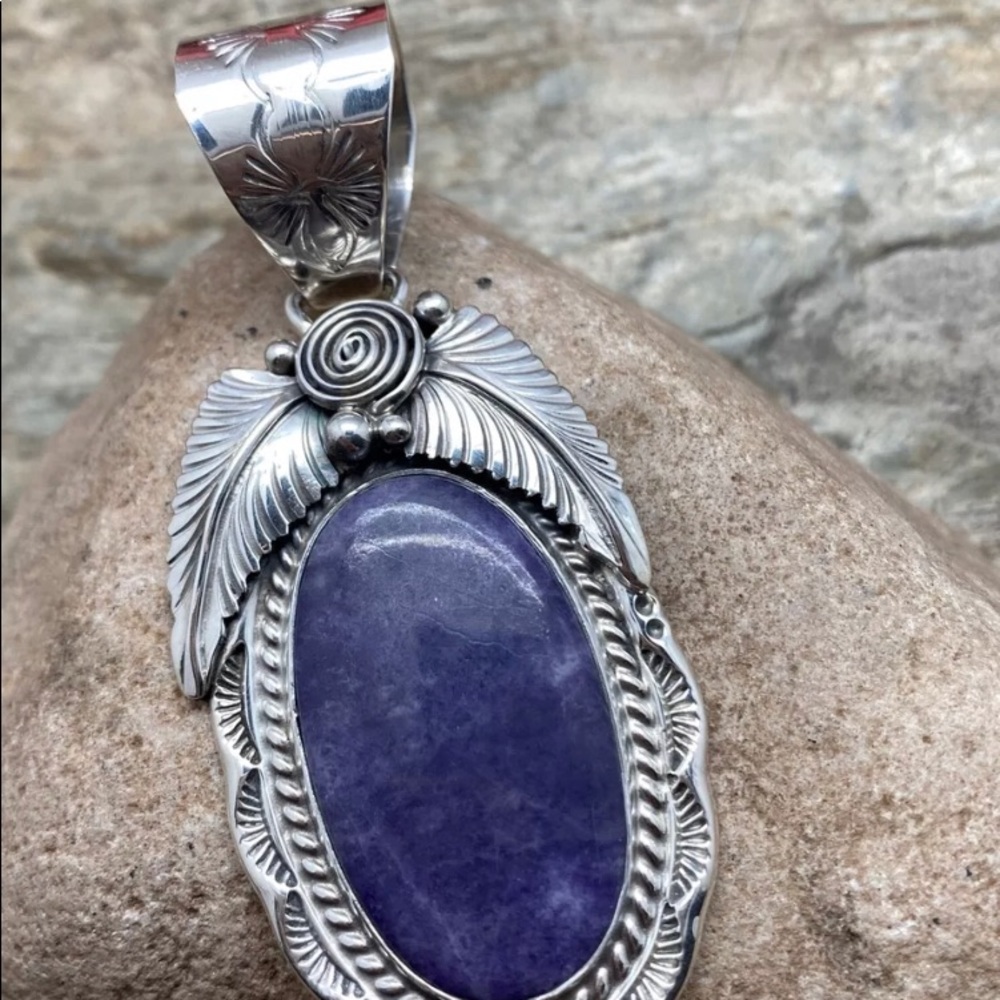 Nativeamerican Sterlingsilverpurplecharoitependant - image 7